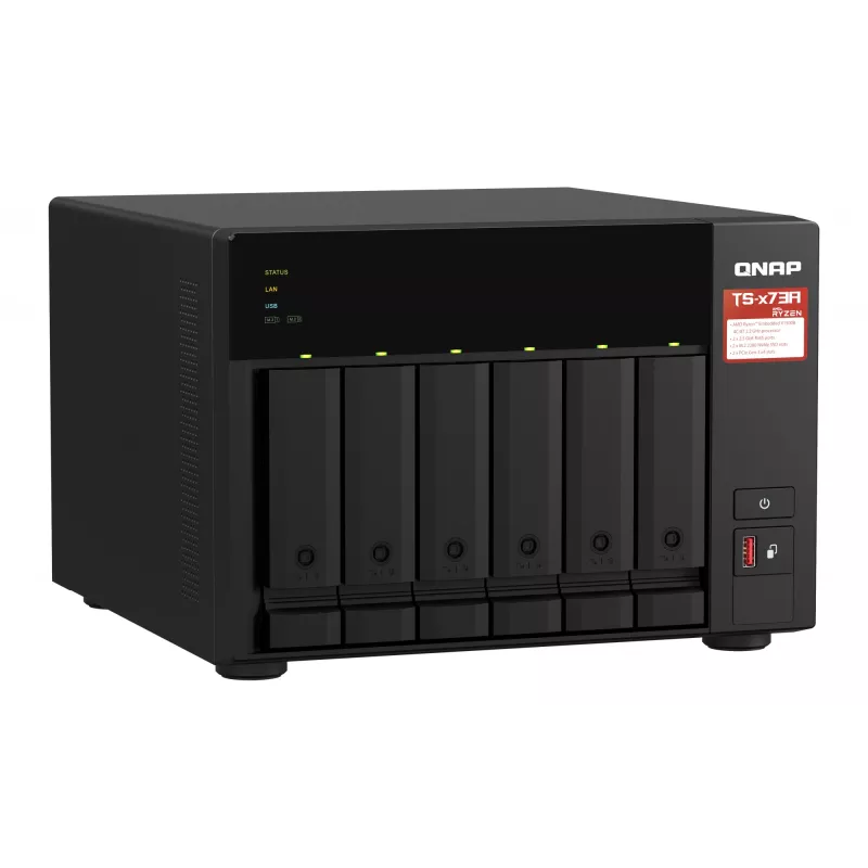 QNAP TS-673A NAS Torre Ryzen Embedded V1500B 8 GB DDR4 0 TB QNAP Turbo System preto