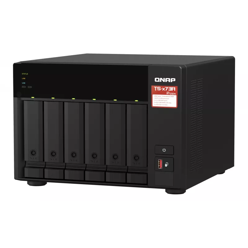 QNAP TS-673A NAS Torre Ryzen Embedded V1500B 8 GB DDR4 0 TB QNAP Turbo System preto