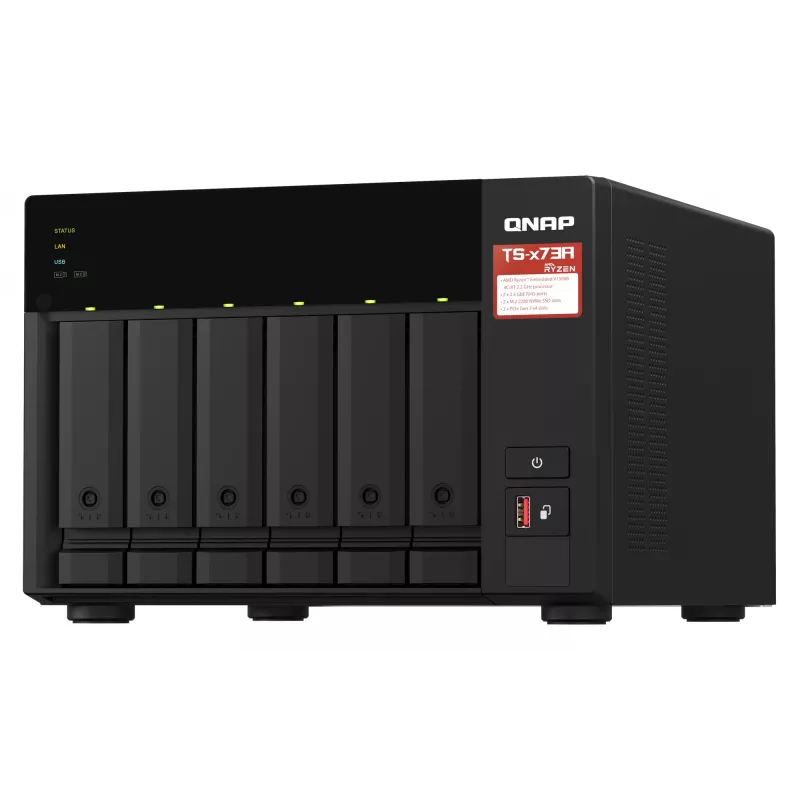 QNAP TS-673A NAS Torre Ryzen Embedded V1500B 8 GB DDR4 0 TB QNAP Turbo System preto