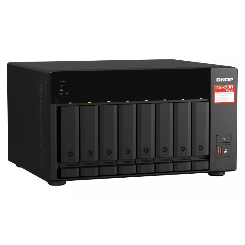 QNAP TS-873A NAS Torre Ryzen Embedded V1500B 8 GB DDR4 0 TB QNAP Turbo System preto