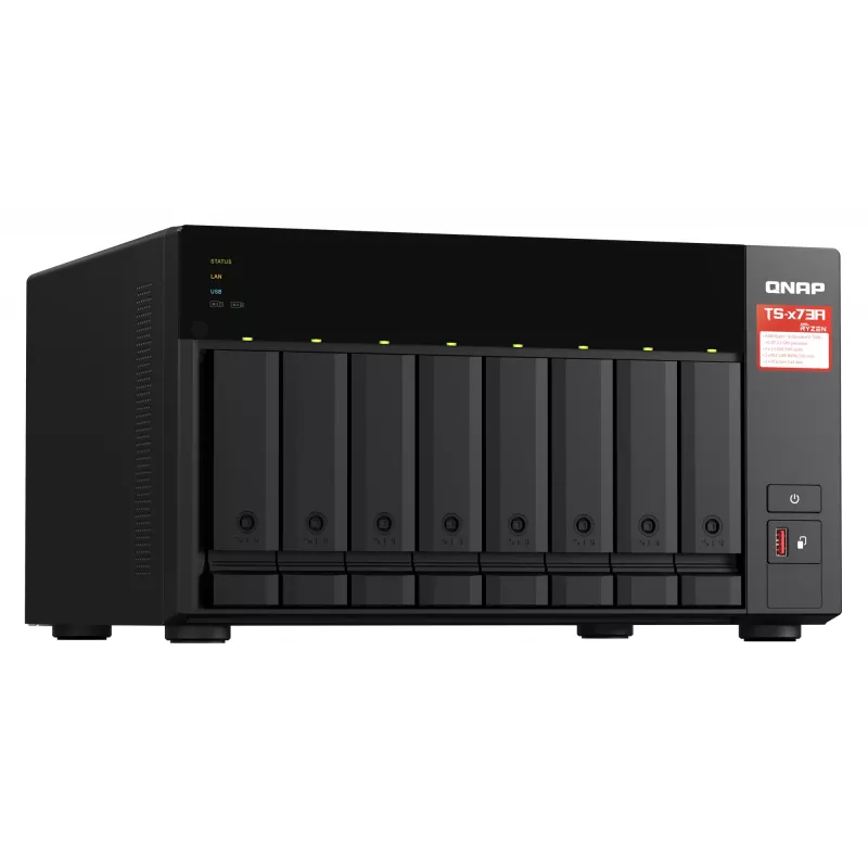 QNAP TS-873A NAS Torre Ryzen Embedded V1500B 8 GB DDR4 0 TB QNAP Turbo System preto