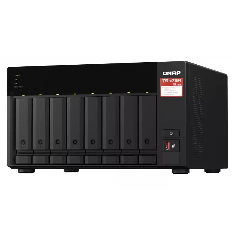 QNAP TS-873A NAS Torre Ryzen Embedded V1500B 8 GB DDR4 0 TB QNAP Turbo System preto