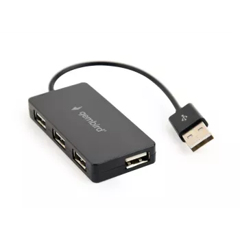 Hub USB Gembird UHB-U2P4-04 – 4 portas USB 2.0, Plug-and-Play, preto, 480 Mbit/s
