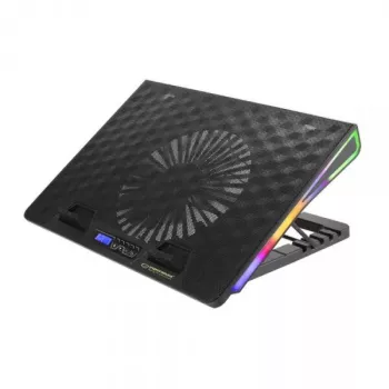 Base de arrefecimento para portátil ESPERANZA EGC101 — 1 ventoinha 18 cm, 76 cfm, 800 rpm, 5 posições de altura, LCD, alimentação USB