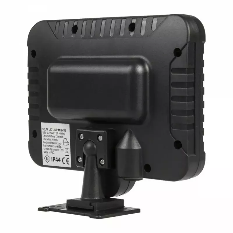 Holofote LED solar exterior MACLEAN MCE438, 5 W, 400 lm, IP44, Li-Ion 5,2 V, montagem na parede, luz branca, preto