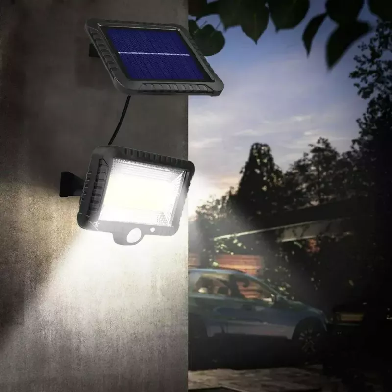 Holofote LED solar exterior MACLEAN MCE438, 5 W, 400 lm, IP44, Li-Ion 5,2 V, montagem na parede, luz branca, preto