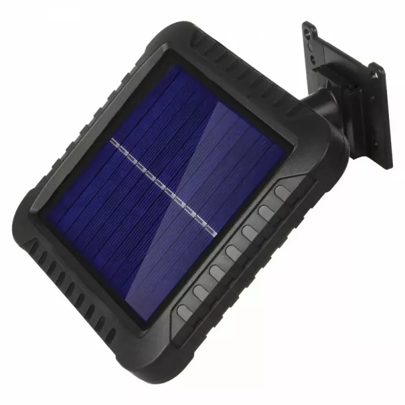 Holofote LED solar exterior MACLEAN MCE438, 5 W, 400 lm, IP44, Li-Ion 5,2 V, montagem na parede, luz branca, preto