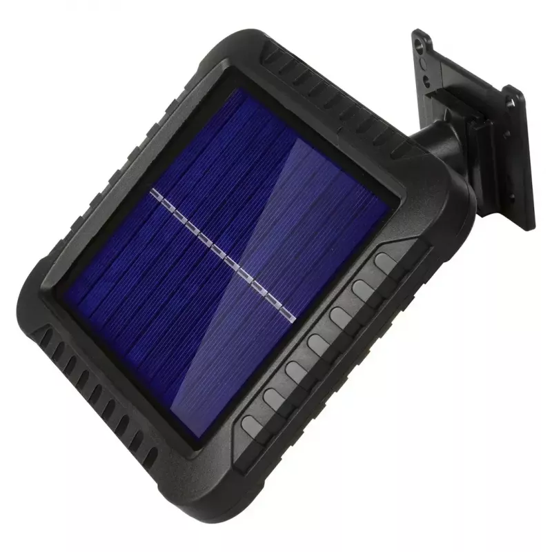 Holofote LED solar exterior MACLEAN MCE438, 5 W, 400 lm, IP44, Li-Ion 5,2 V, montagem na parede, luz branca, preto