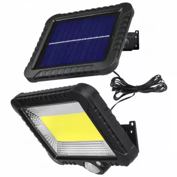 Holofote LED solar exterior MACLEAN MCE438, 5 W, 400 lm, IP44, Li-Ion 5,2 V, montagem na parede, luz branca, preto
