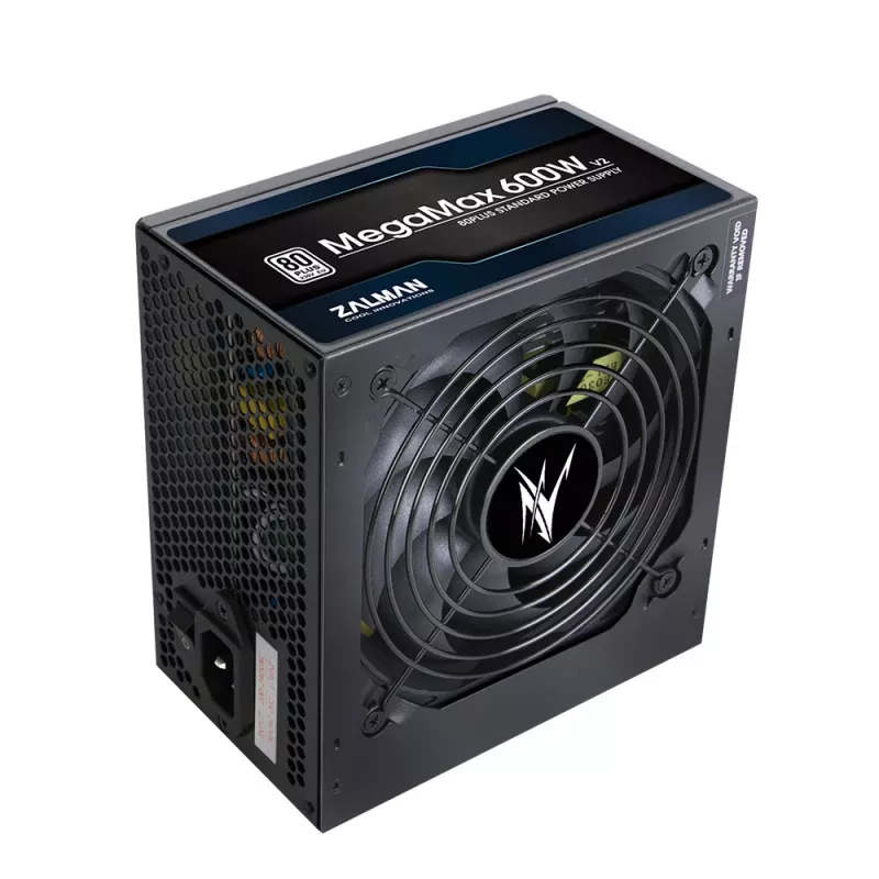 Zalman ZM600-TXII V2 MegaMax fonte de alimentação para PC 600 W, 80 PLUS Standard EU, PFC ativo, ATX de 20+4 pinos, ventoinha de 120 mm