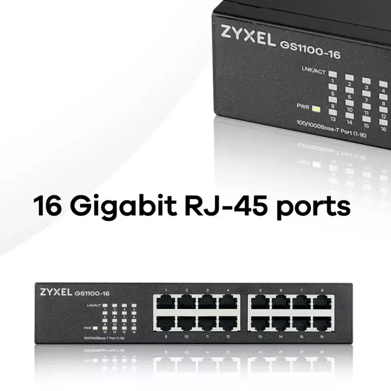 Zyxel GS1100-16 Gigabit Ethernet não gerido (10/100/1000)
