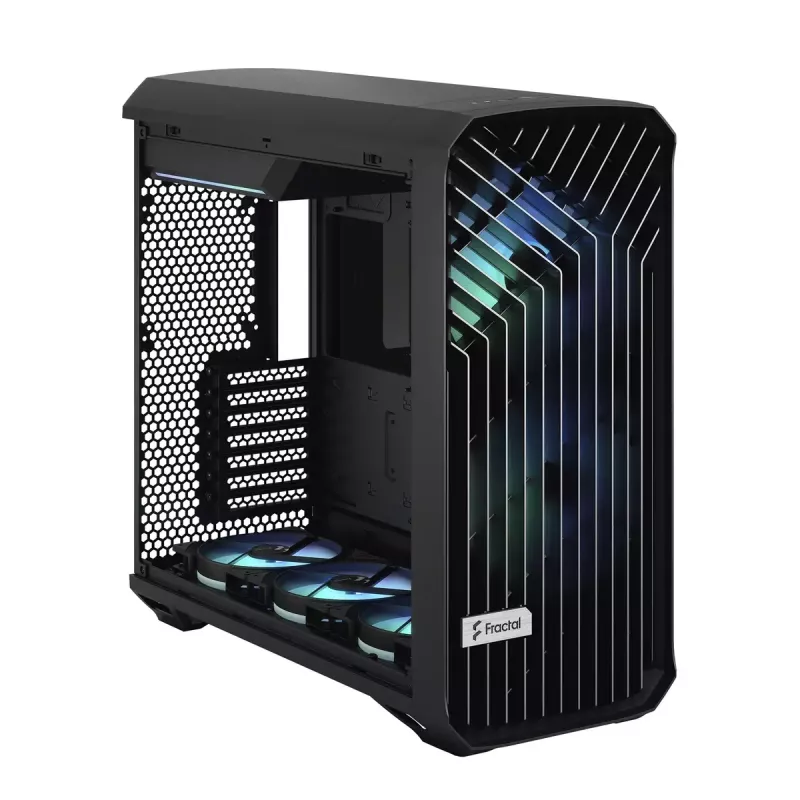 Caixa torre para PC Fractal Design Torrent Tower preto – suporta ATX/EATX/ITX, 2 ventoinhas frontais de 180 mm, 2 baías de 3,5