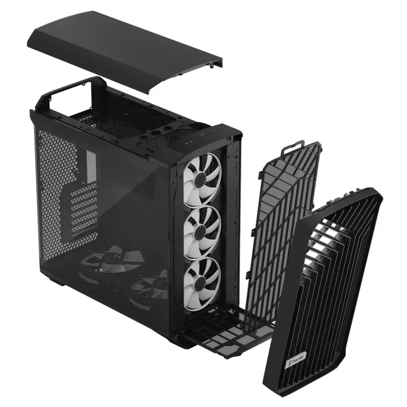 Caixa torre para PC Fractal Design Torrent Tower preto – suporta ATX/EATX/ITX, 2 ventoinhas frontais de 180 mm, 2 baías de 3,5