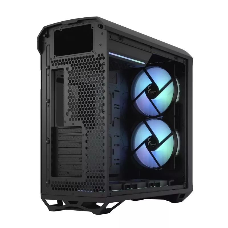Caixa torre para PC Fractal Design Torrent Tower preto – suporta ATX/EATX/ITX, 2 ventoinhas frontais de 180 mm, 2 baías de 3,5
