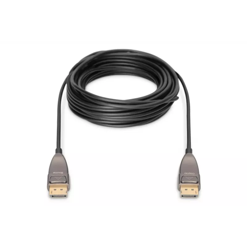 Cabo de fibra ótica híbrida AOC DisplayPort DIGITUS M/M UHD 8K@60Hz, CE, preto 15 m