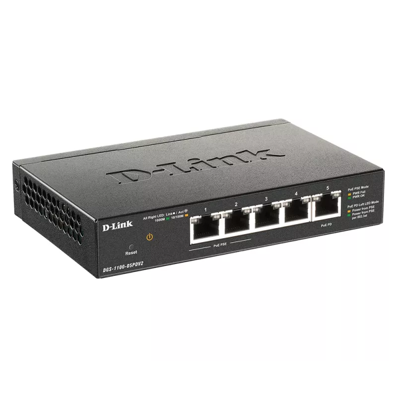 D-Link Switch Gigabit PoE Smart Managed de 5 portas com 1 porta PD