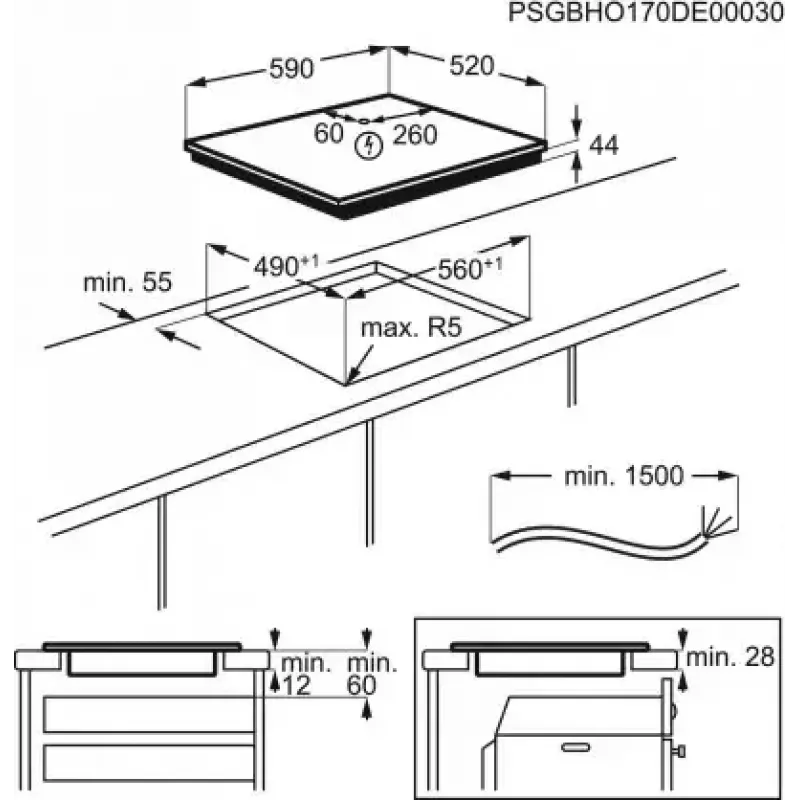 Placa de indução encastrável Electrolux LIV63431BK preta 60 cm 4 zona(s)