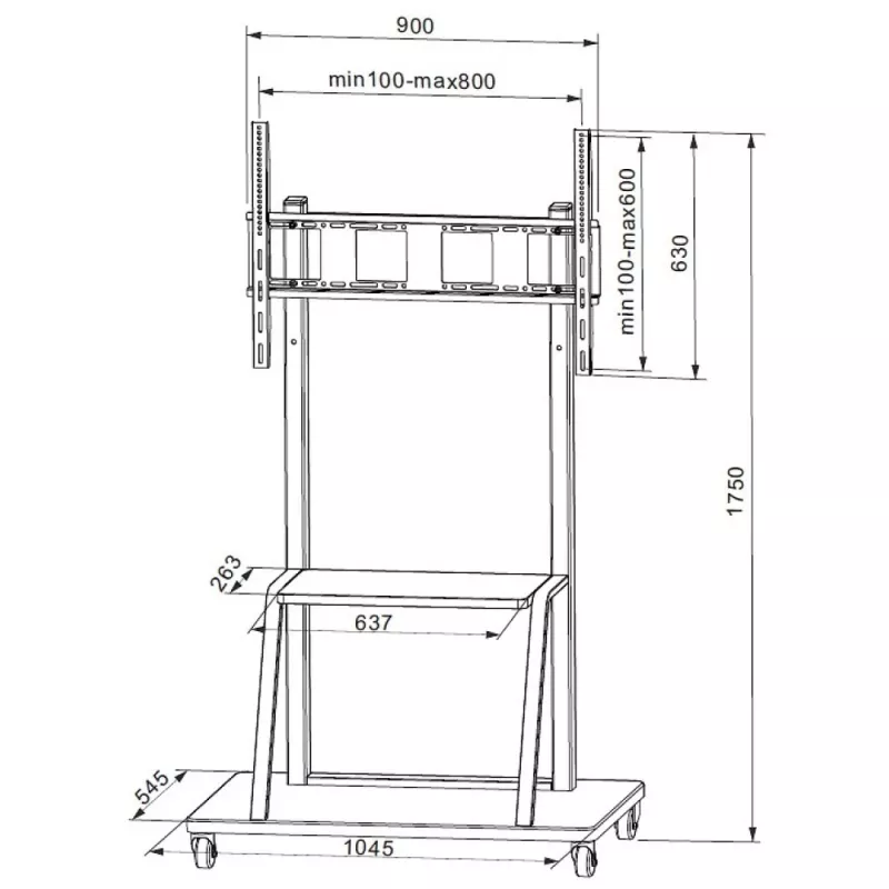 Suporte de chão para ecrã plano portátil TECHLY Signage Display Mount ICA-TR30 — para ecrãs de 55 a 100