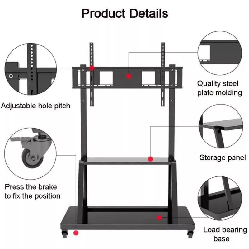 Suporte de chão para ecrã plano portátil TECHLY Signage Display Mount ICA-TR30 — para ecrãs de 55 a 100