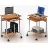 Secretária de computador TECHLY Compact ICA-TB S005 — secretária compacta, tampo em MDF, gaveta para teclado, rodas, 600×450×750 mm, faia
