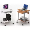 Secretária de computador TECHLY Compact ICA-TB S005 — secretária compacta, tampo em MDF, gaveta para teclado, rodas, 600×450×750 mm, faia