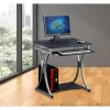 Secretária compacta Techly para PC com gaveta de teclado removível, preto grafite ICA-TB 328BK