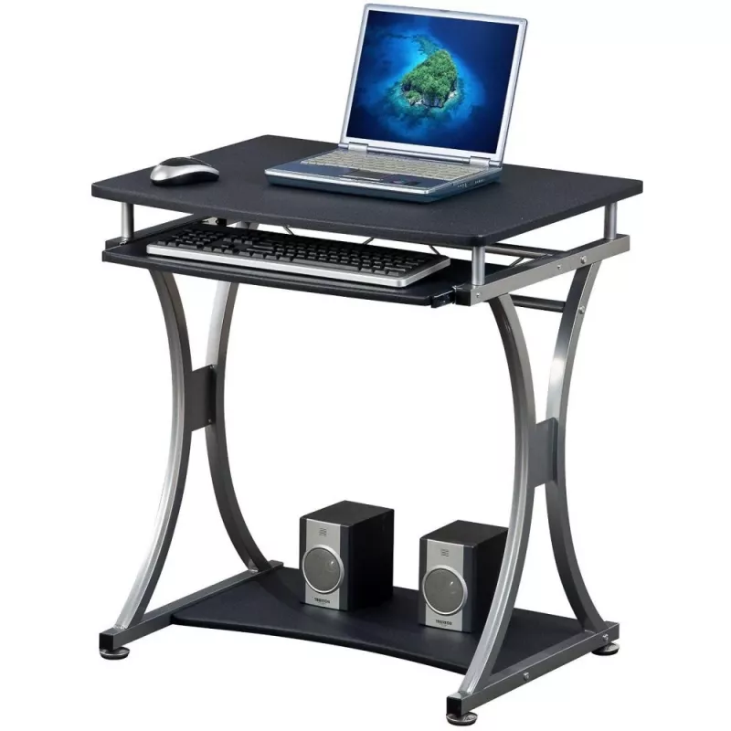 Secretária compacta Techly para PC com gaveta de teclado removível, preto grafite ICA-TB 328BK