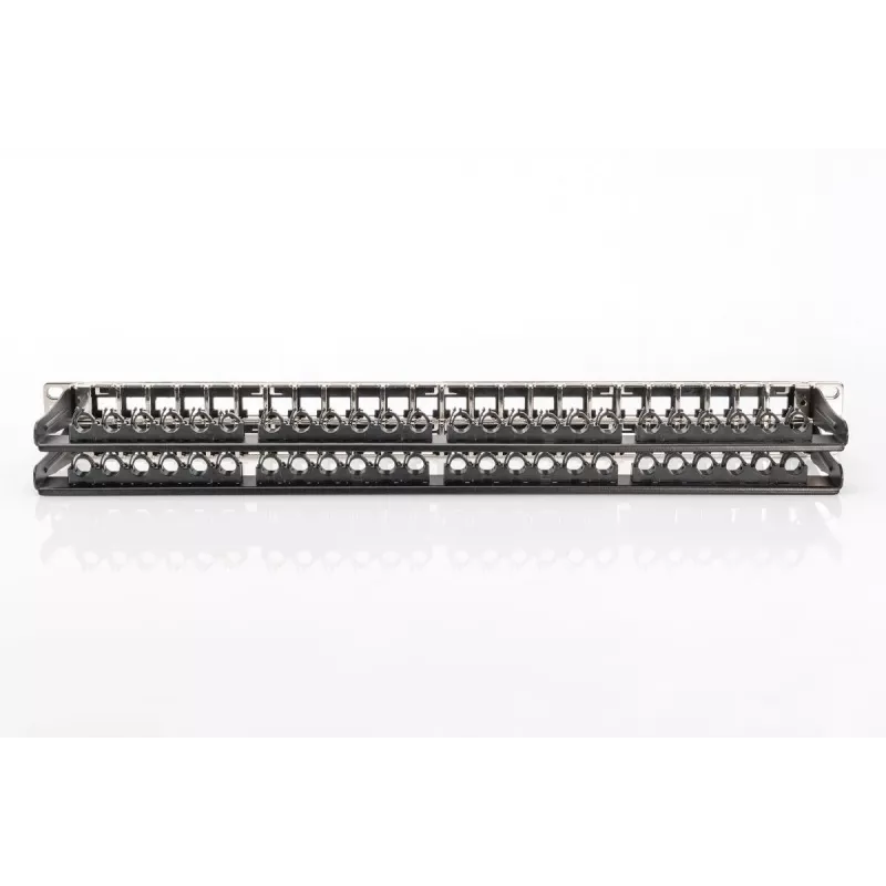 Patch panel modular DIGITUS, blindado 48 portas, campo de identificação, 1U, montagem em rack, cor preto RAL 9005
