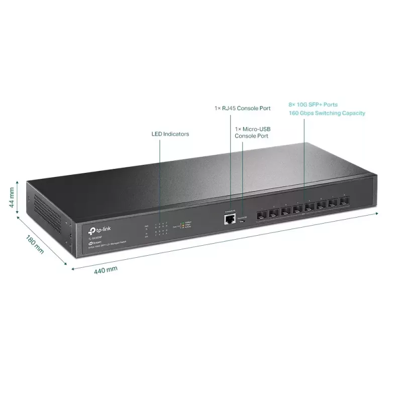 Switch gerido TP-Link Omada 8 portas 10GE SFP+ L2+