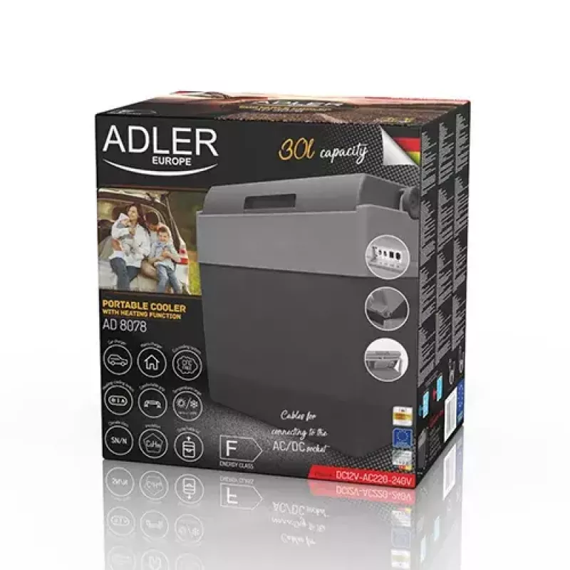Adler AD 8078 Geleira elétrica portátil, 28 l, cinzenta/branca
