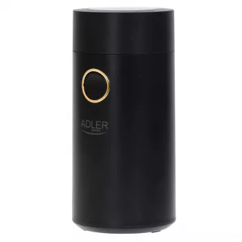 Moinho de café com mós cónicas Adler AD 4446bg — 150 W, depósito de grãos 75 g, mós em aço inoxidável, controlo por botões, preto