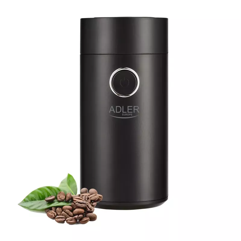 Moinho de mós Adler AD4446BS — 150 W, mós em aço inoxidável, depósito de grãos 75 g, preto