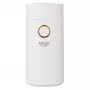 Moinho de café com mós Adler AD4446WG — moinho de café elétrico, mós em aço inoxidável, depósito de grãos 75 g, 150 W, branco