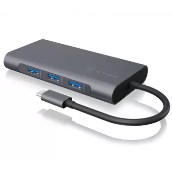 ICY BOX IB-DK4040-CPD com fios USB 3.2 Gen 1 (3.1 Gen 1) Type-C antracite, preto