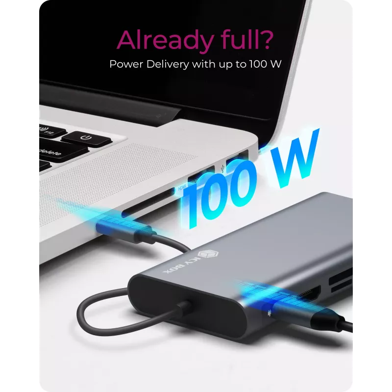 ICY BOX IB-DK4040-CPD com fios USB 3.2 Gen 1 (3.1 Gen 1) Type-C antracite, preto