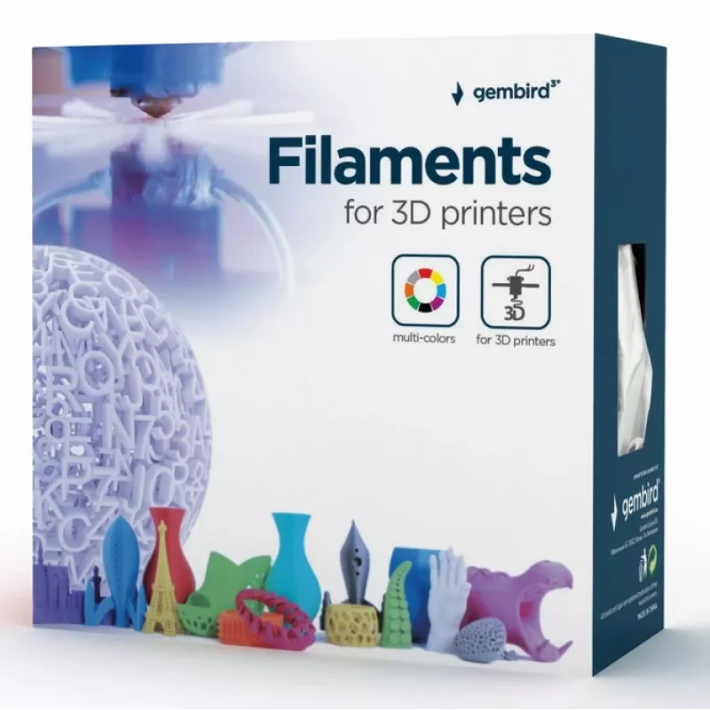 Filamento PLA-PLUS GEMBIRD, prateado, 1,75 mm, 1 kg