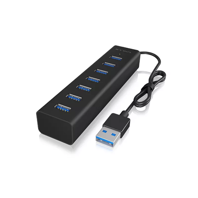 ICY BOX IB-HUB1700-U3 USB 3.2 Gen 1 (3.1 Gen 1) Type-A 5000 Mbit/s preto