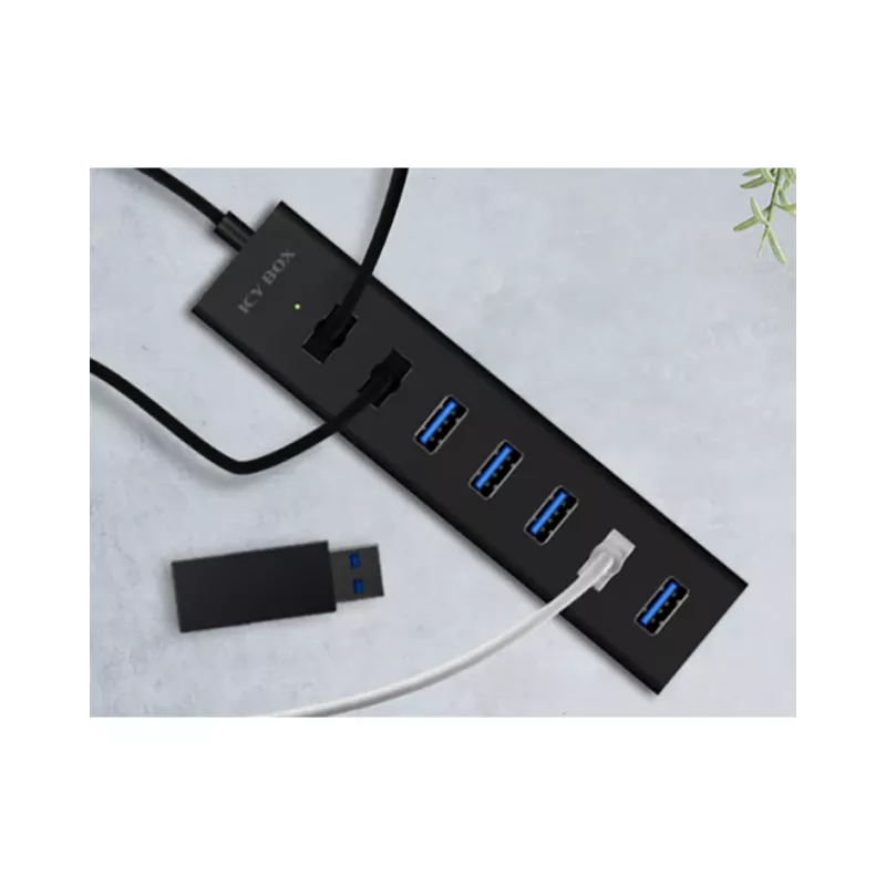 ICY BOX IB-HUB1700-U3 USB 3.2 Gen 1 (3.1 Gen 1) Type-A 5000 Mbit/s preto