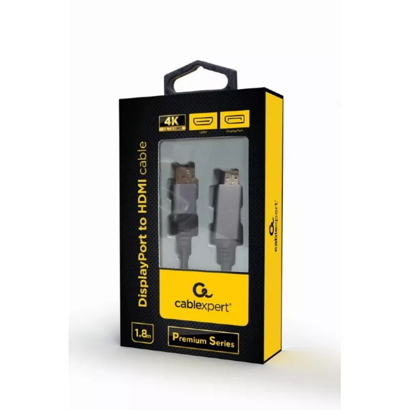 Adaptador de cabo de vídeo Gembird CC-DP-HDMI-4K-6 — DisplayPort para HDMI Type-A, 1,8 m, 4K, preto