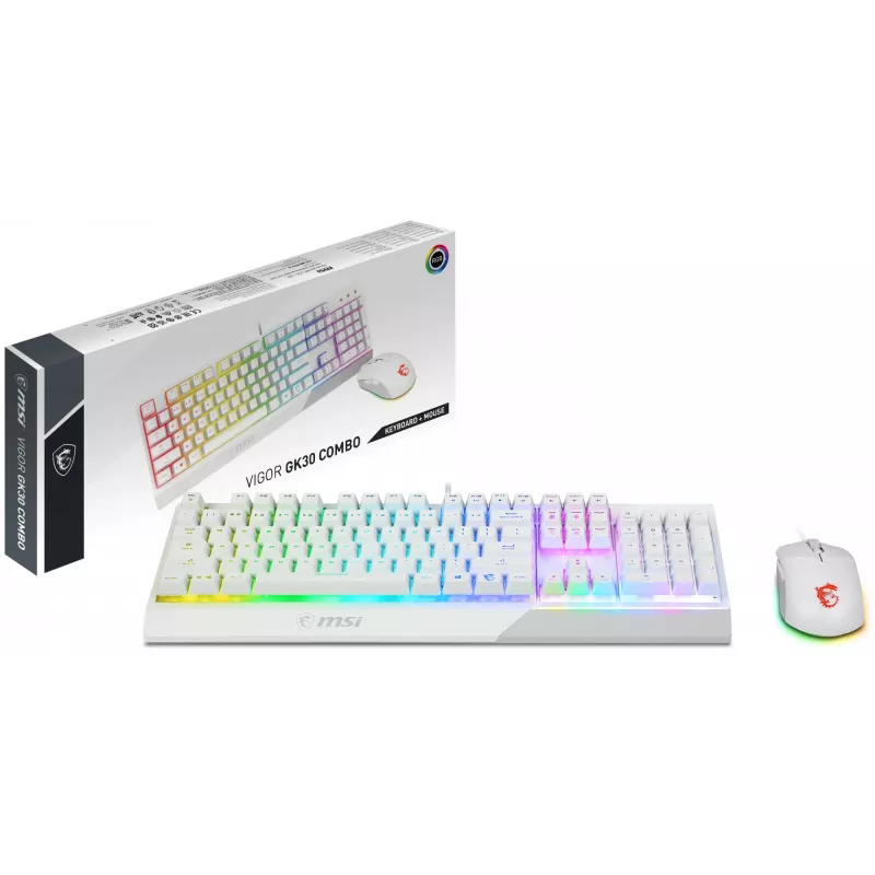 Conjunto de teclado e rato gaming MSI VIGOR GK30 COMBO WHITE