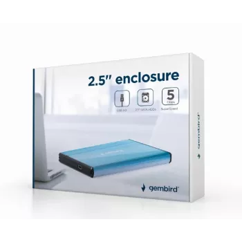 Caixa para HDD Gembird EE2-U3S-3-B — 2,5 polegadas Single-Bay, SATA, Mini‑USB A, até 7 TB, azul