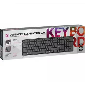 Teclado USB com fios DEFENDER HB-520 – layout compacto, ligação USB
