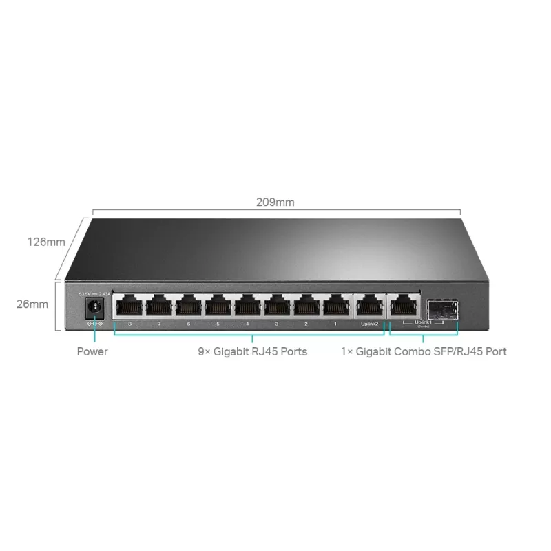 Switch gerido TP-Link TL-SG1210MPE 10 portas Gigabit com 8 portas PoE+