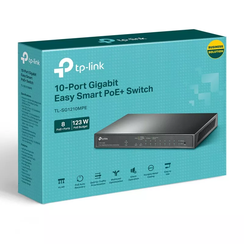 Switch gerido TP-Link TL-SG1210MPE 10 portas Gigabit com 8 portas PoE+