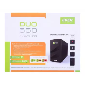UPS EVER DUO 550 PL AVR USB 550 VA, 0,55 kVA / 330 W, Line-Interactive, 3 saídas C13, bateria 12V 5Ah