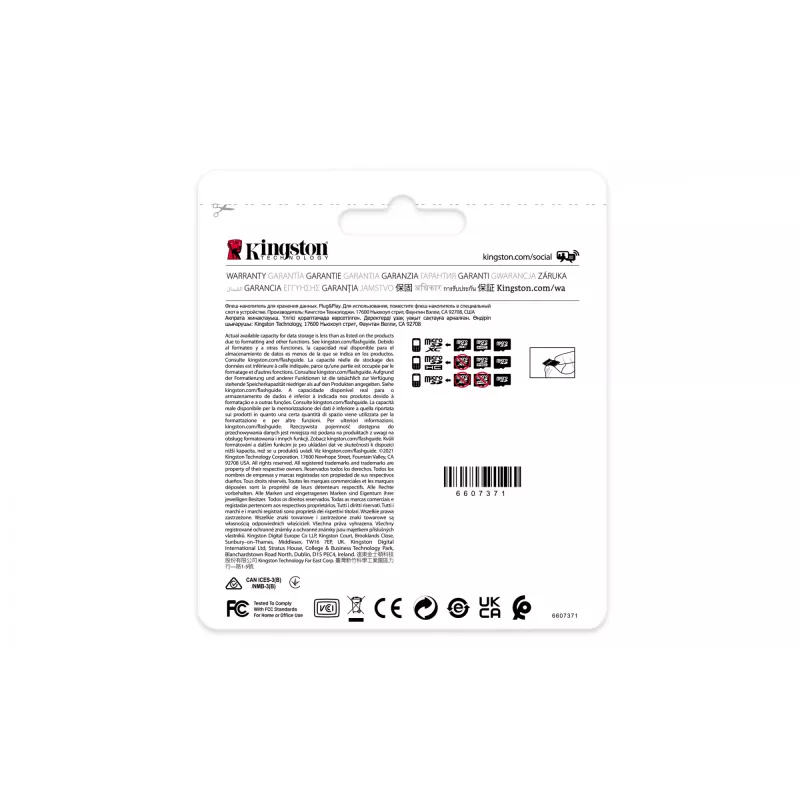 Cartão Kingston Technology 32GB microSDHC Industrial C10 A1 pSLC + adaptador SD