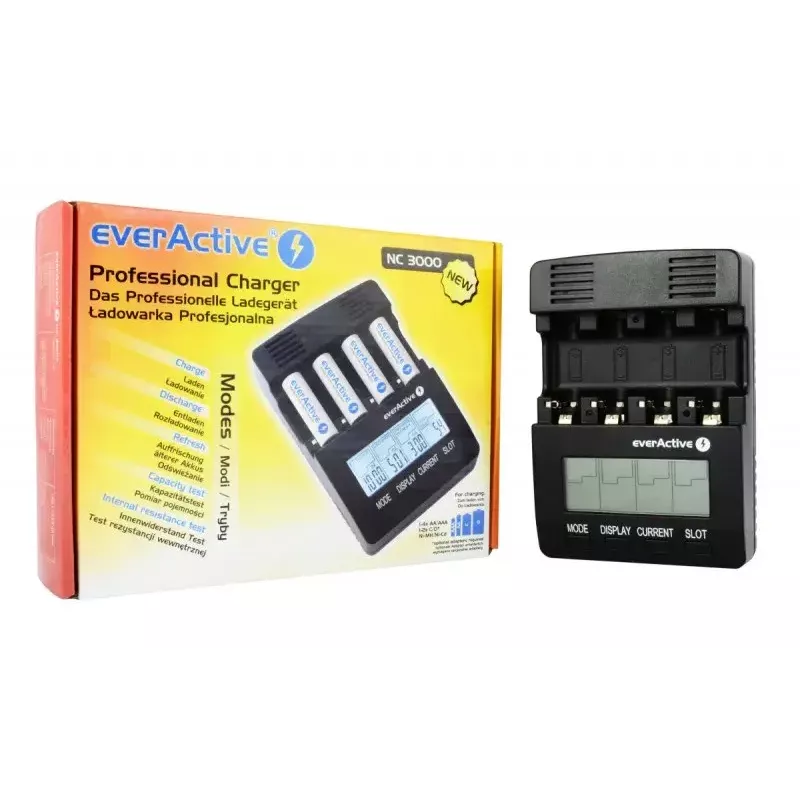 everActive NC-3000 carregador de pilhas com processador para AA/AAA/C/D