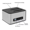 Docking station QOLTEC 5316 para 2x HDD/SSD de 2,5/3,5 polegadas, SATA, USB 3.0 (5 Gb/s), caixa em alumínio