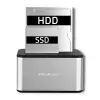 Docking station QOLTEC 5316 para 2x HDD/SSD de 2,5/3,5 polegadas, SATA, USB 3.0 (5 Gb/s), caixa em alumínio