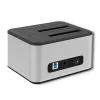 Docking station QOLTEC 5316 para 2x HDD/SSD de 2,5/3,5 polegadas, SATA, USB 3.0 (5 Gb/s), caixa em alumínio